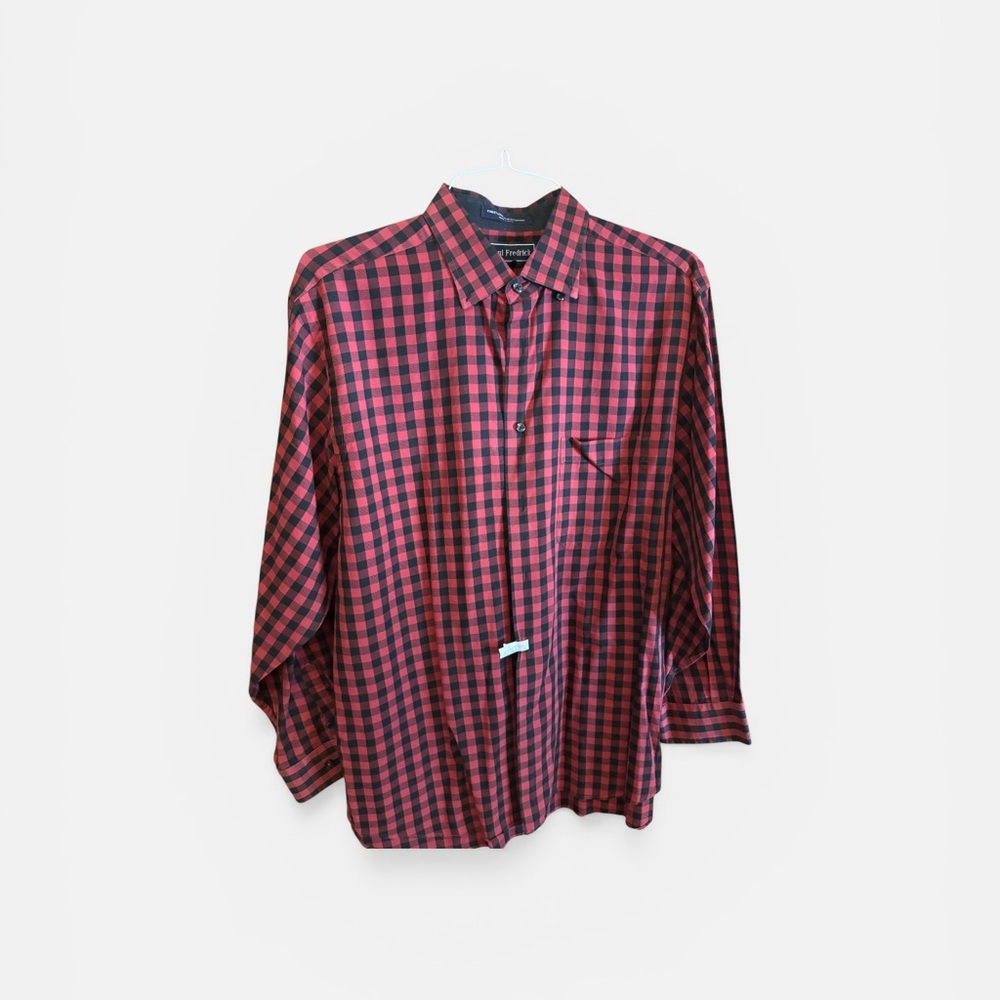 Paul Fredrick Red and Black Check Button-Down Shirt